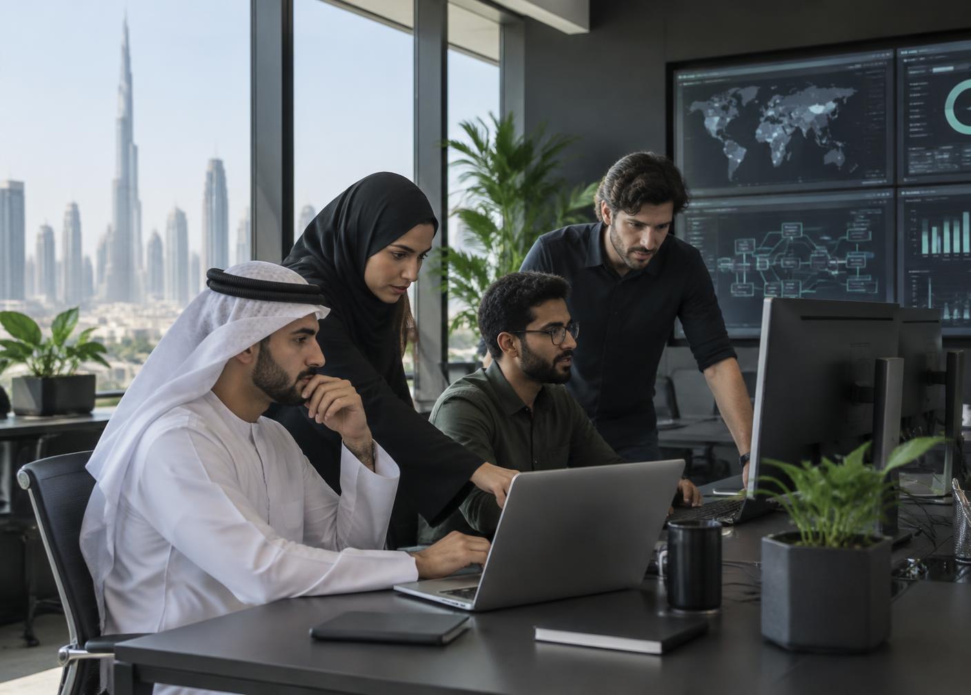 Software team collaborating in Dubai